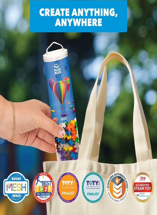 Plus-Plus PLUS PLUS 240 Piece Interlocking Building Blocks for Kids, Open Ended Connecting Toys, STEM Bin Mini Manipulatives - Basic Mix Play Tube & Baseplate - Image 5